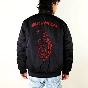 Monstercat Racing Bad Kitty Bomber Jacket Writing on back Mens small